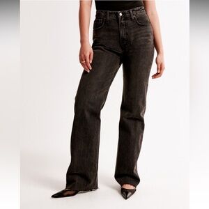 ABERCROMBIE 90s Straight Black Denim Jeans